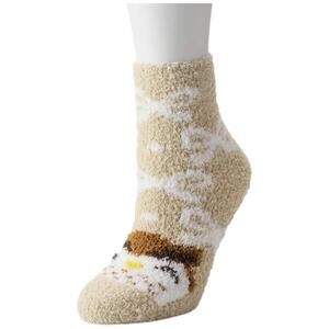 Shine Women's Snowman Cozy Slipper Socks Owl Ivory